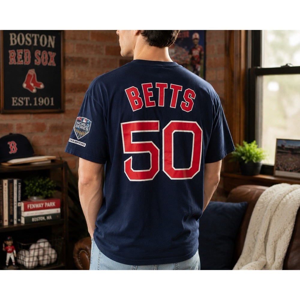 Boston Red Sox Mookie Betts #50 2018 World Series Champions Graphic Tee‎ XL